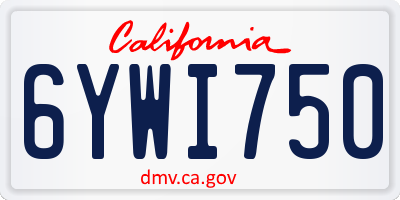 CA license plate 6YWI750