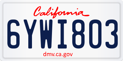 CA license plate 6YWI803