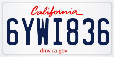 CA license plate 6YWI836