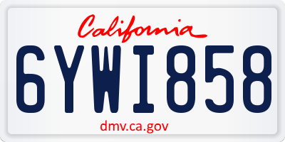 CA license plate 6YWI858
