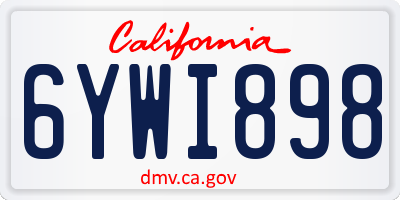 CA license plate 6YWI898