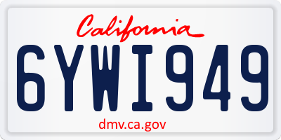 CA license plate 6YWI949