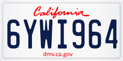 CA license plate 6YWI964