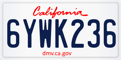 CA license plate 6YWK236