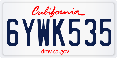 CA license plate 6YWK535