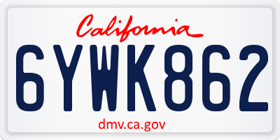 CA license plate 6YWK862