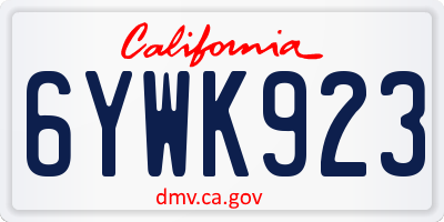 CA license plate 6YWK923