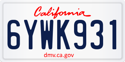 CA license plate 6YWK931