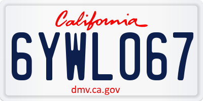 CA license plate 6YWL067
