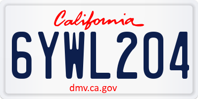 CA license plate 6YWL204