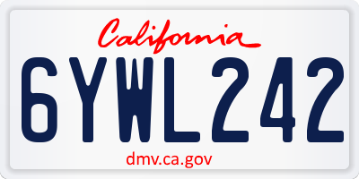 CA license plate 6YWL242