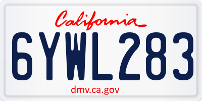 CA license plate 6YWL283