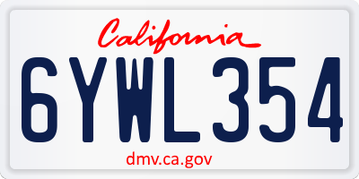 CA license plate 6YWL354