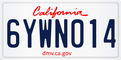 CA license plate 6YWN014
