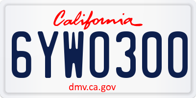 CA license plate 6YWO300