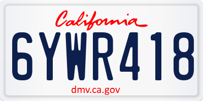 CA license plate 6YWR418