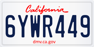 CA license plate 6YWR449