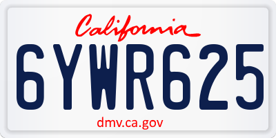 CA license plate 6YWR625