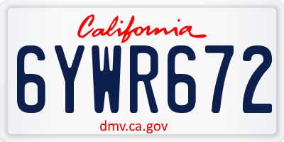 CA license plate 6YWR672