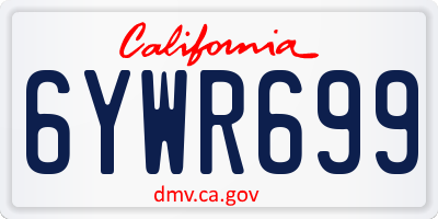 CA license plate 6YWR699