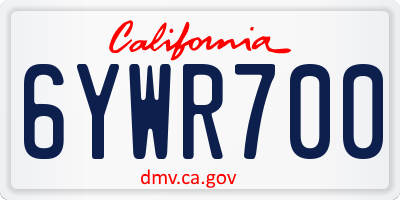 CA license plate 6YWR700