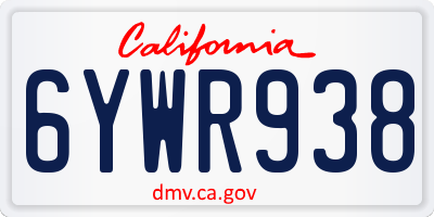 CA license plate 6YWR938