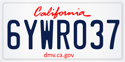 CA license plate 6YWRO37