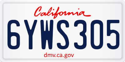 CA license plate 6YWS305