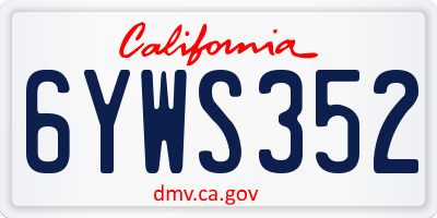 CA license plate 6YWS352