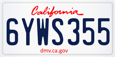 CA license plate 6YWS355