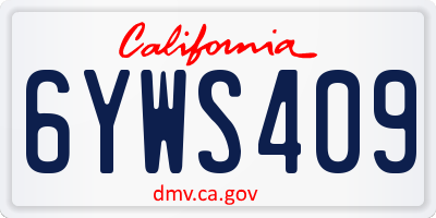 CA license plate 6YWS409