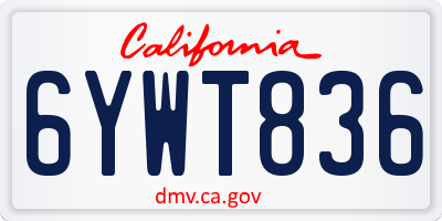 CA license plate 6YWT836