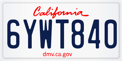 CA license plate 6YWT840