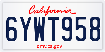 CA license plate 6YWT958