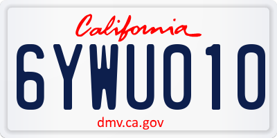 CA license plate 6YWU010