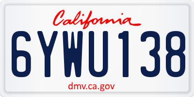 CA license plate 6YWU138