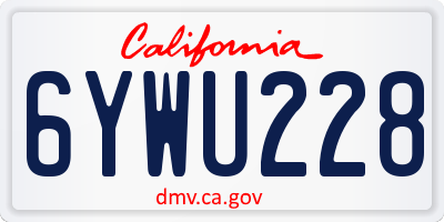 CA license plate 6YWU228