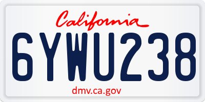CA license plate 6YWU238