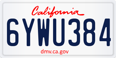 CA license plate 6YWU384