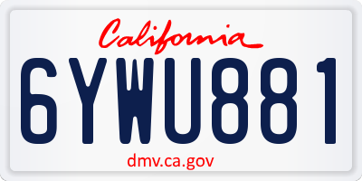 CA license plate 6YWU881