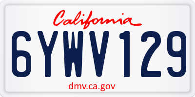 CA license plate 6YWV129