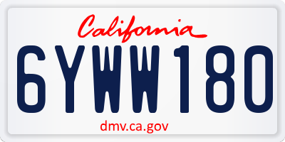 CA license plate 6YWW180