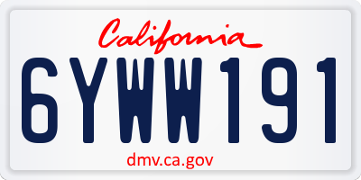 CA license plate 6YWW191