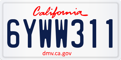 CA license plate 6YWW311
