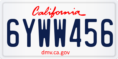 CA license plate 6YWW456