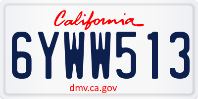 CA license plate 6YWW513