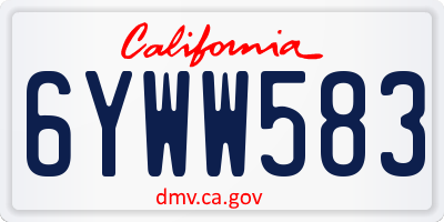 CA license plate 6YWW583