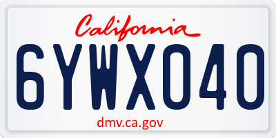 CA license plate 6YWX040