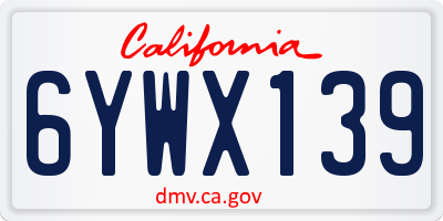 CA license plate 6YWX139