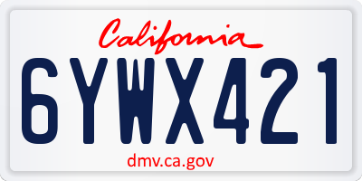 CA license plate 6YWX421